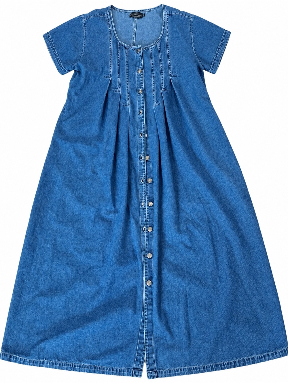 Casual Blue Denim Button-Front Maxi Dress